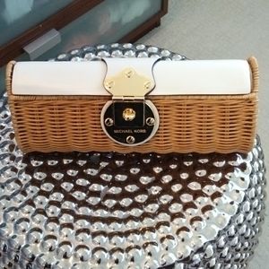 Michael Kors Leather and Straw Clutch